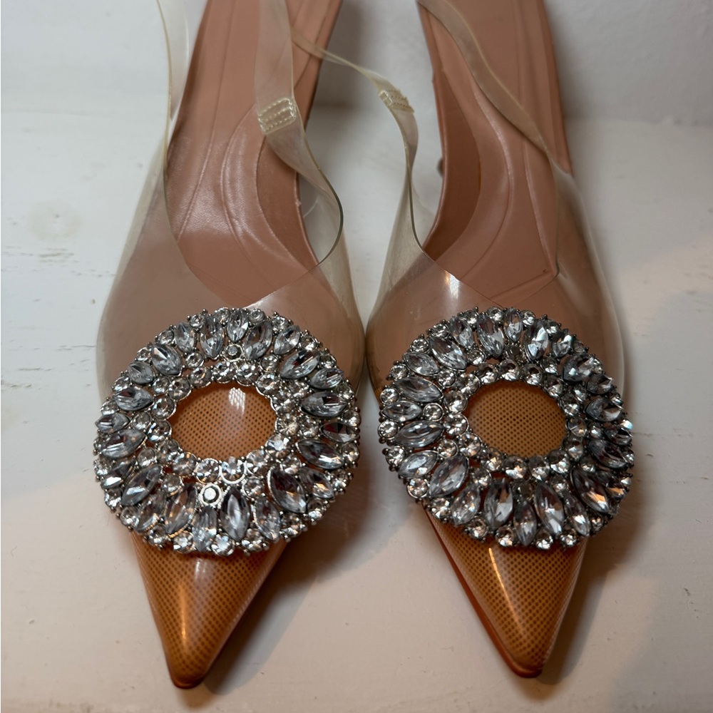 Nice Elegant Tan Women's Shoes with Crystal Embellishments